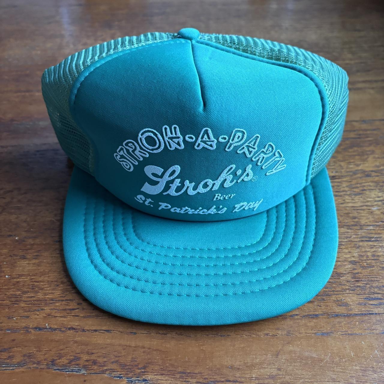 Vintage 90s USA Stroh’s beer Saint Patrick’s Day party graphic trucker cap