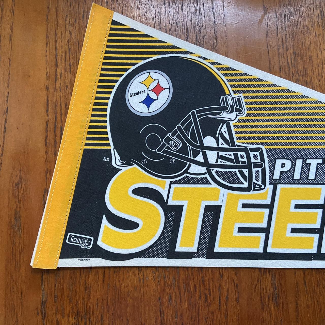 Vintage 90s USA Pittsburgh Steelers NFL American Football felt pennant