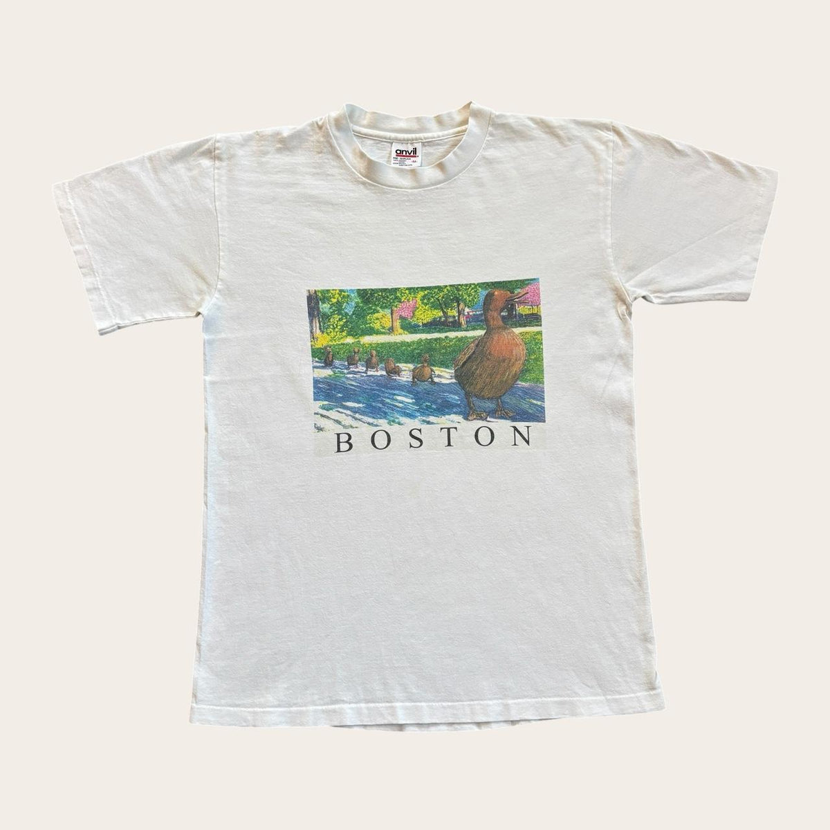 Vintage 90s USA Boston common public garden ducks souvenir t-shirt