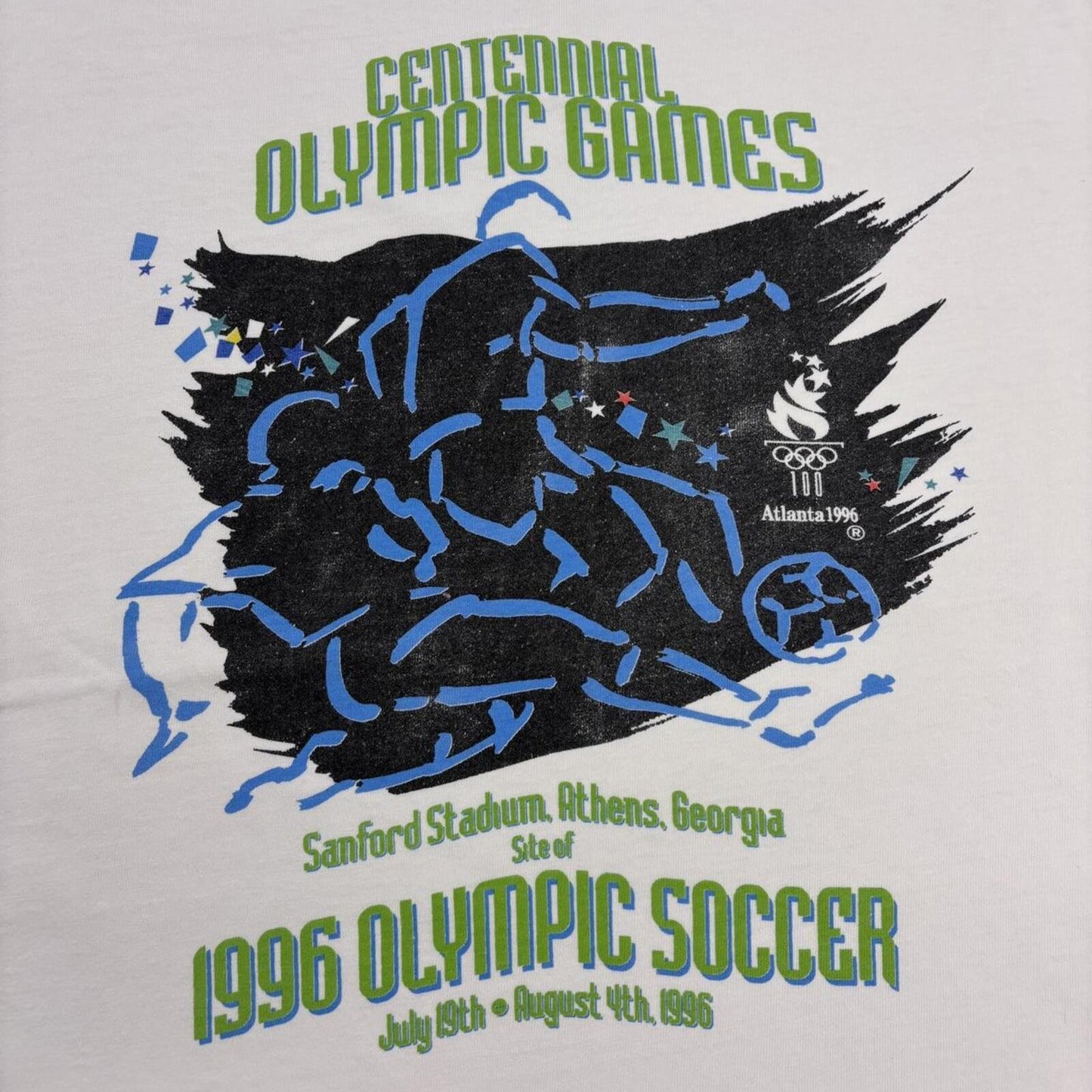 Vintage 90s USA Atlanta Olympics summer games football soccer graphic t-shirt