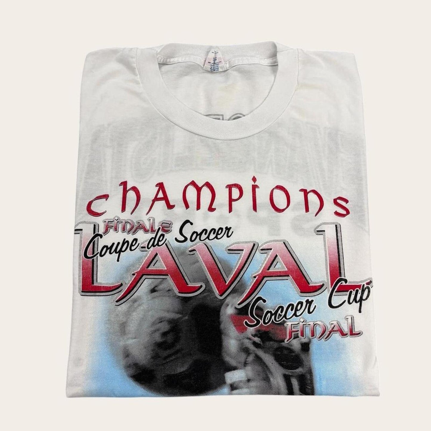 Vintage 90s Laval Monteuil Quebec soccer cup champions Canada Adidas t-shirt