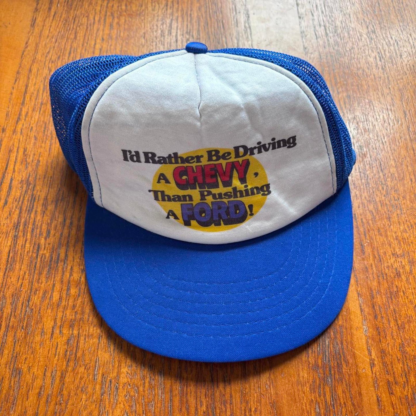 Vintage 90s USA Chevrolet car automobile humour graphic trucker cap