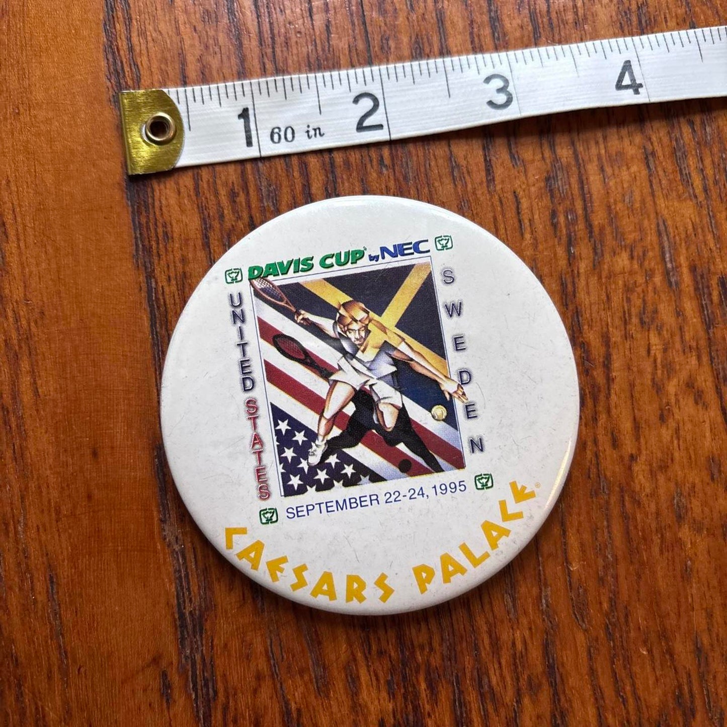 Vintage 90s USA Davis Cup tennis tournament Caesars Palace Las Vegas pin badge