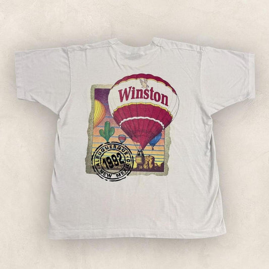 Vintage 90s USA Winston Cigarettes Hot Air Balloon New Mexico pocket t-shirt