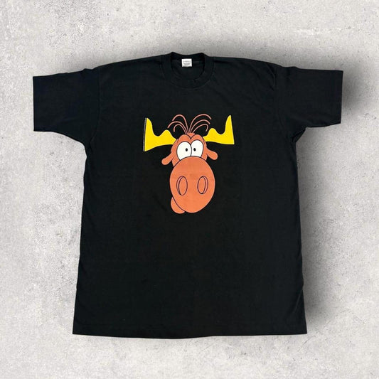 Vintage 90s USA Taco Bell Rocky & Bullwinkle comic promotional t-shirt