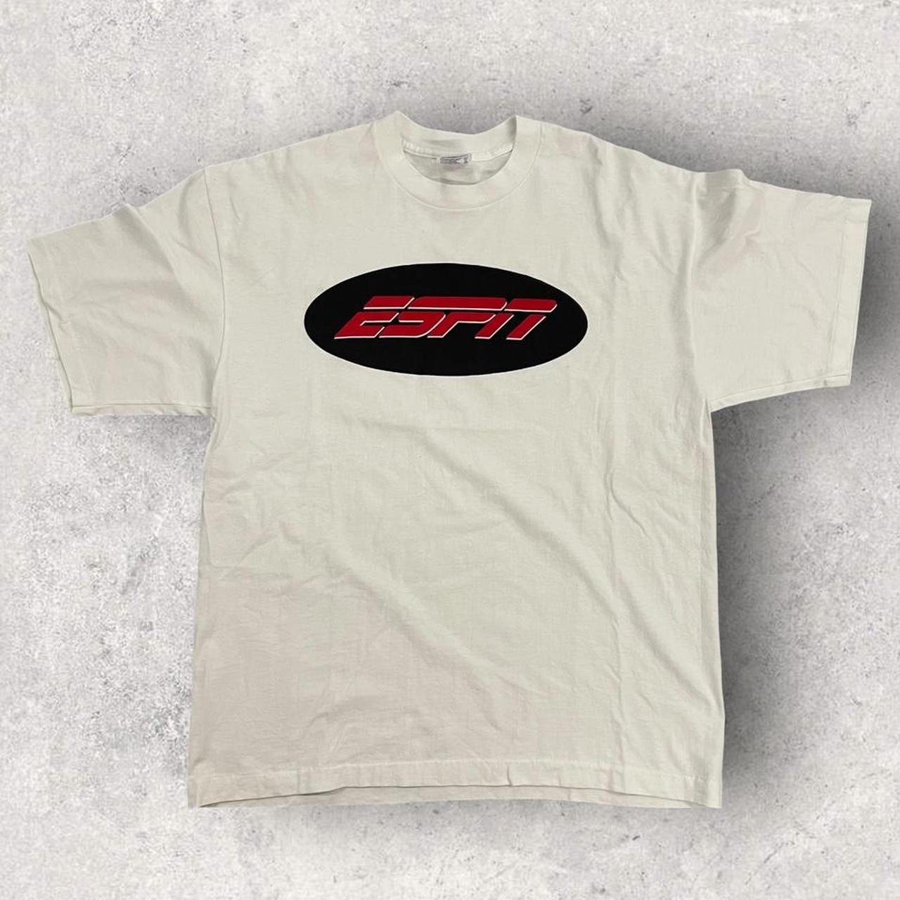 Vintage 90s USA ESPN entertainment and sports programming network TV news graphic t-shirt