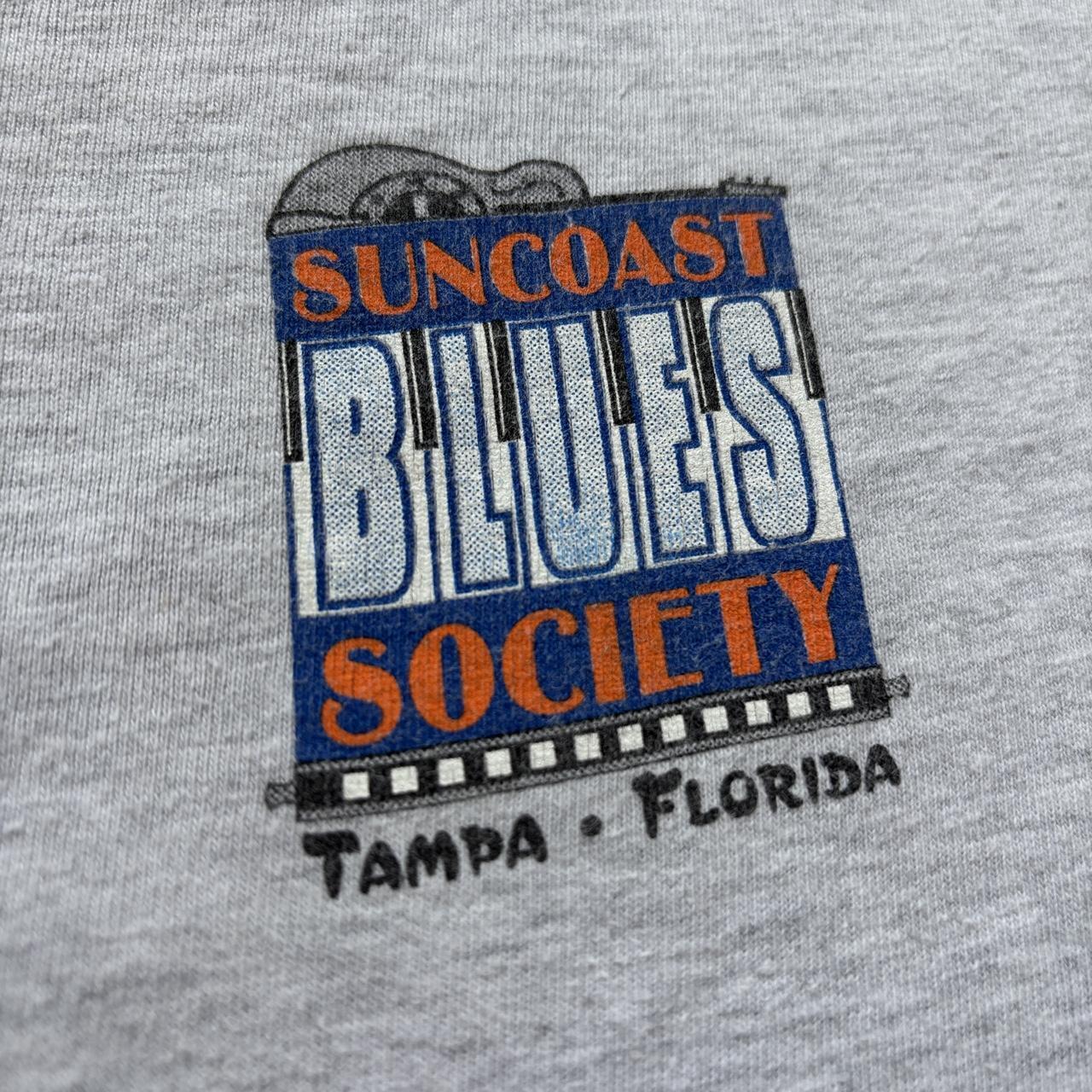 Vintage 90s USA Sun Coast Blues society Tampa Florida music t-shirt