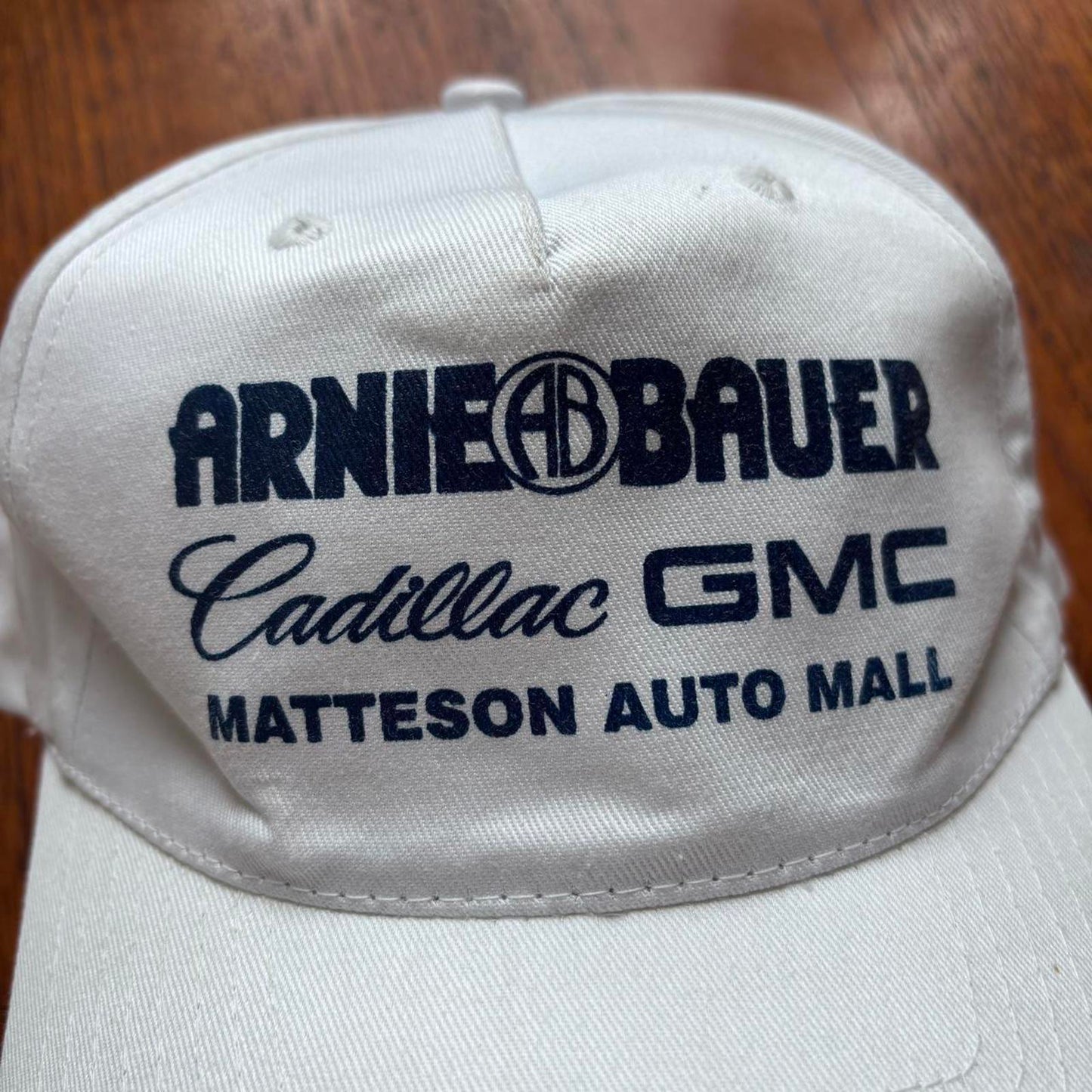 Vintage 90s USA Arnie Bauer Cadillac GMC car dealership automobile graphic cap