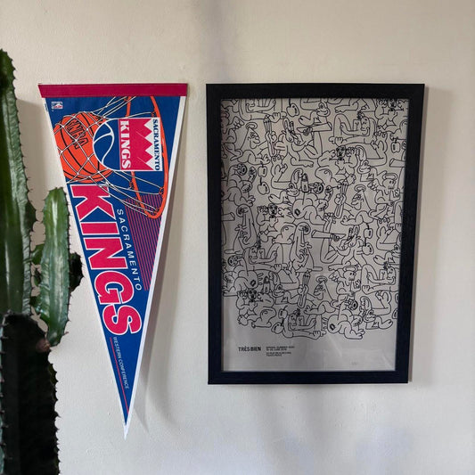 Vintage 90s USA Sacramento Kings NBA basketball felt pennant