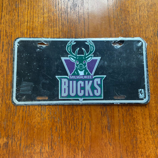 Vintage 90s USA Milwaukee Bucks MBA basketball promotional American license plate