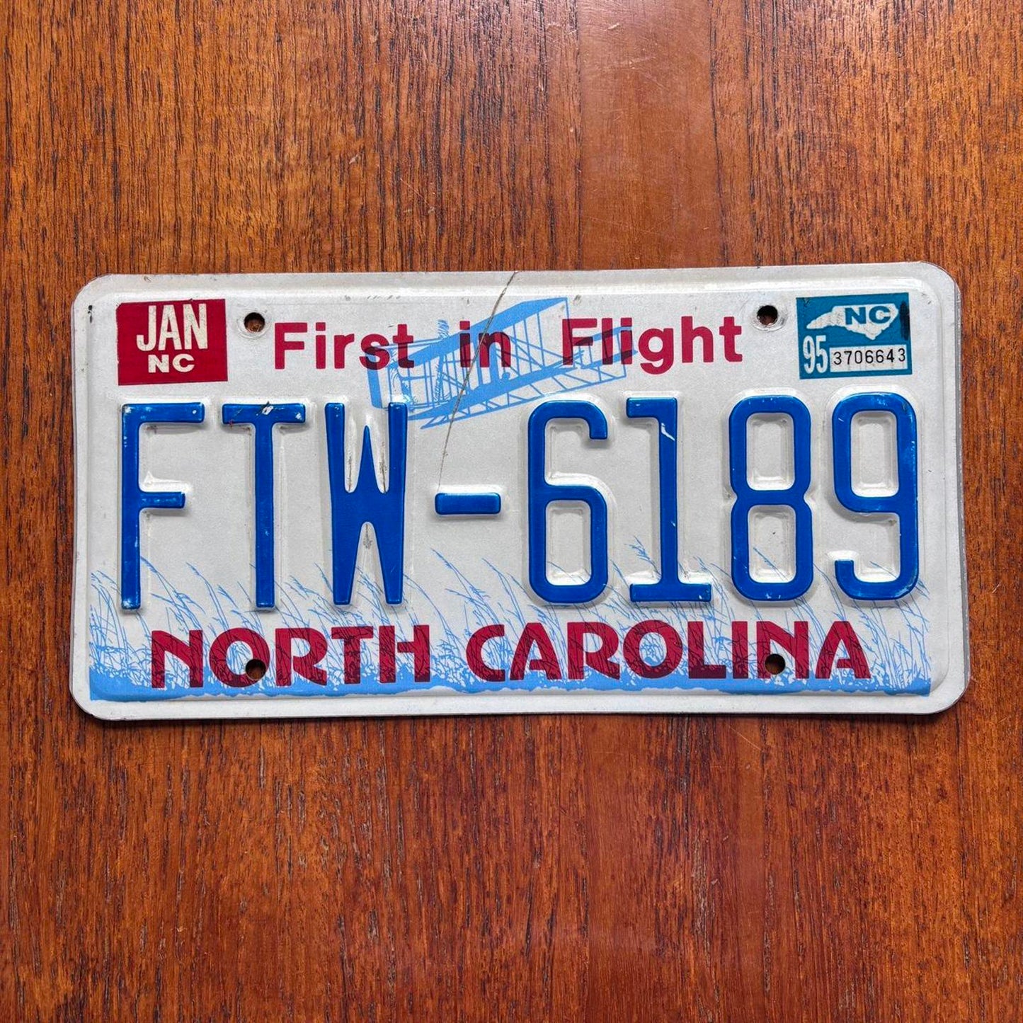 Vintage 90s USA North Carolina State first in flight American license plate