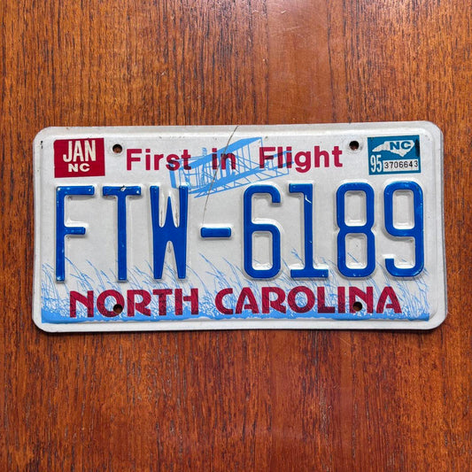 Vintage 90s USA North Carolina State first in flight American license plate