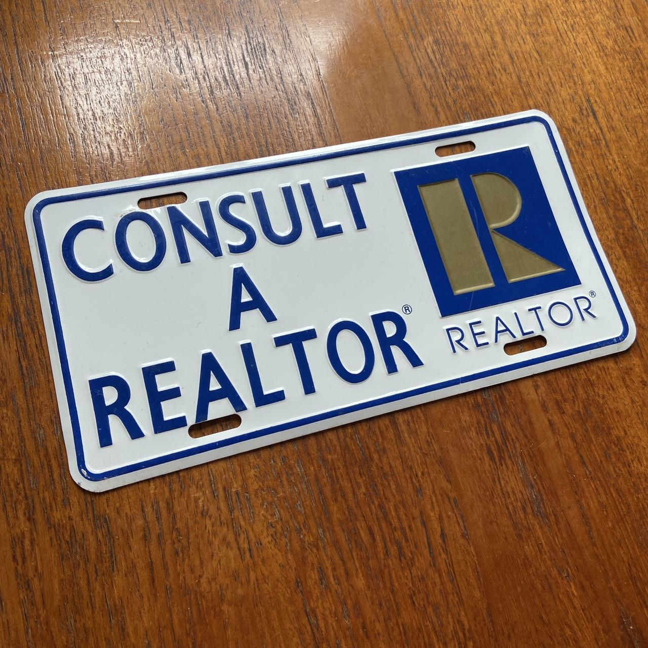 Vintage 90s USA consult a realtor real estate promotional American license plate