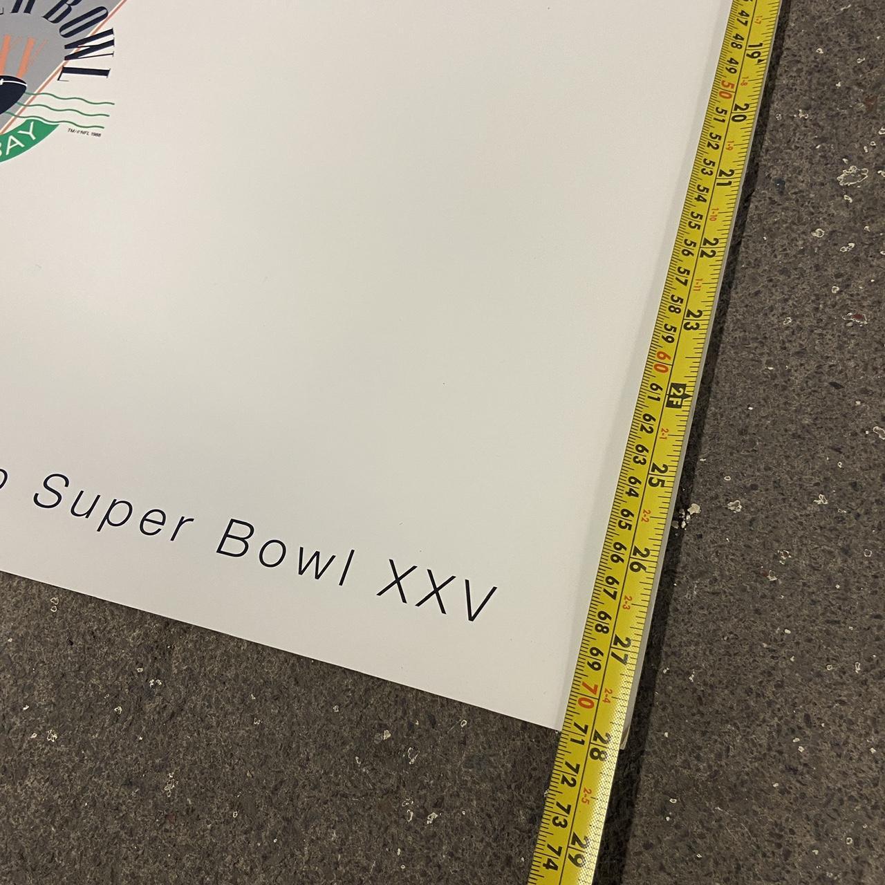 Super Bowl XXV Poster Length Measurement - Vintage NFL Print