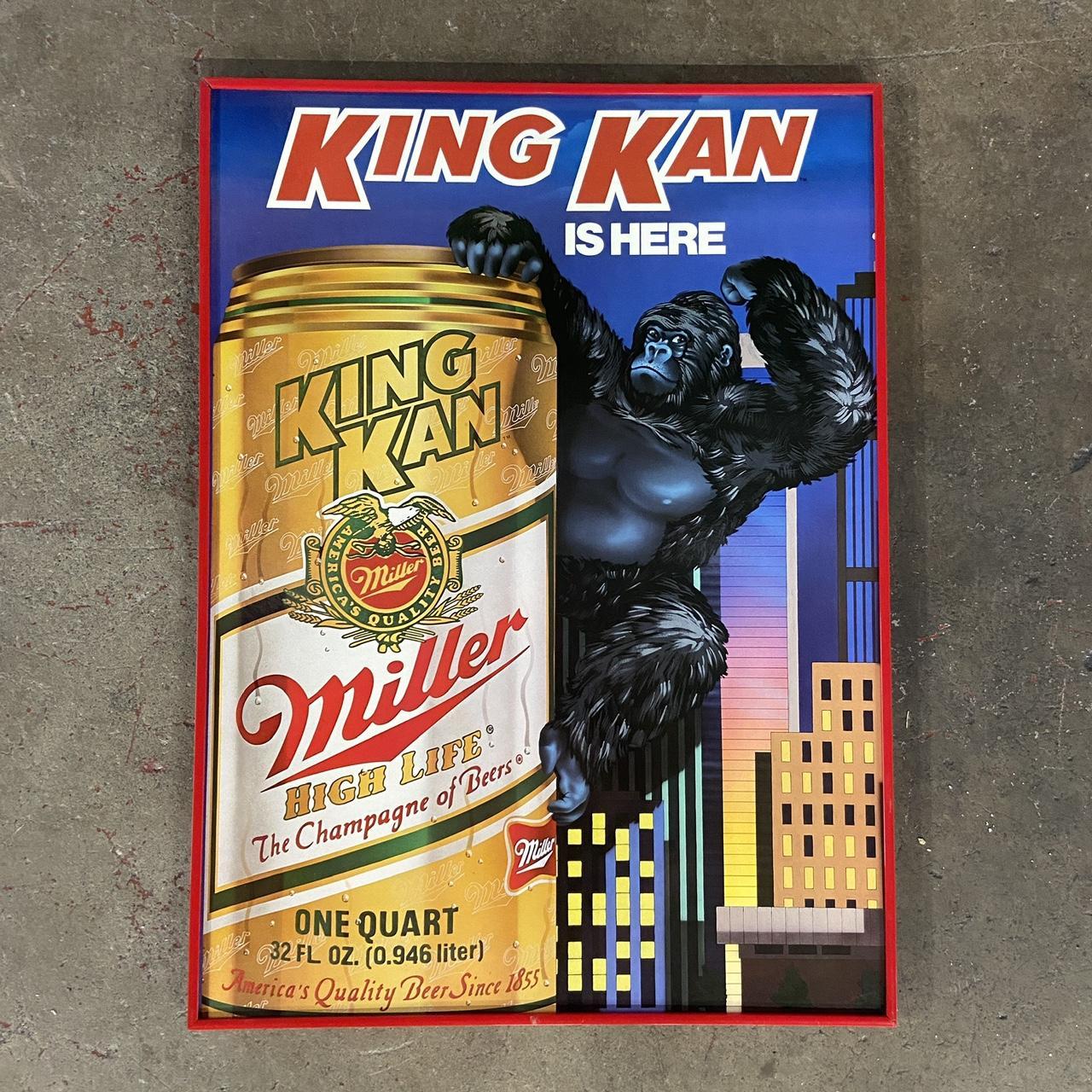 Vintage 1980s Miller Lite Beer King Kong Promotional Poster - Original Framed Print