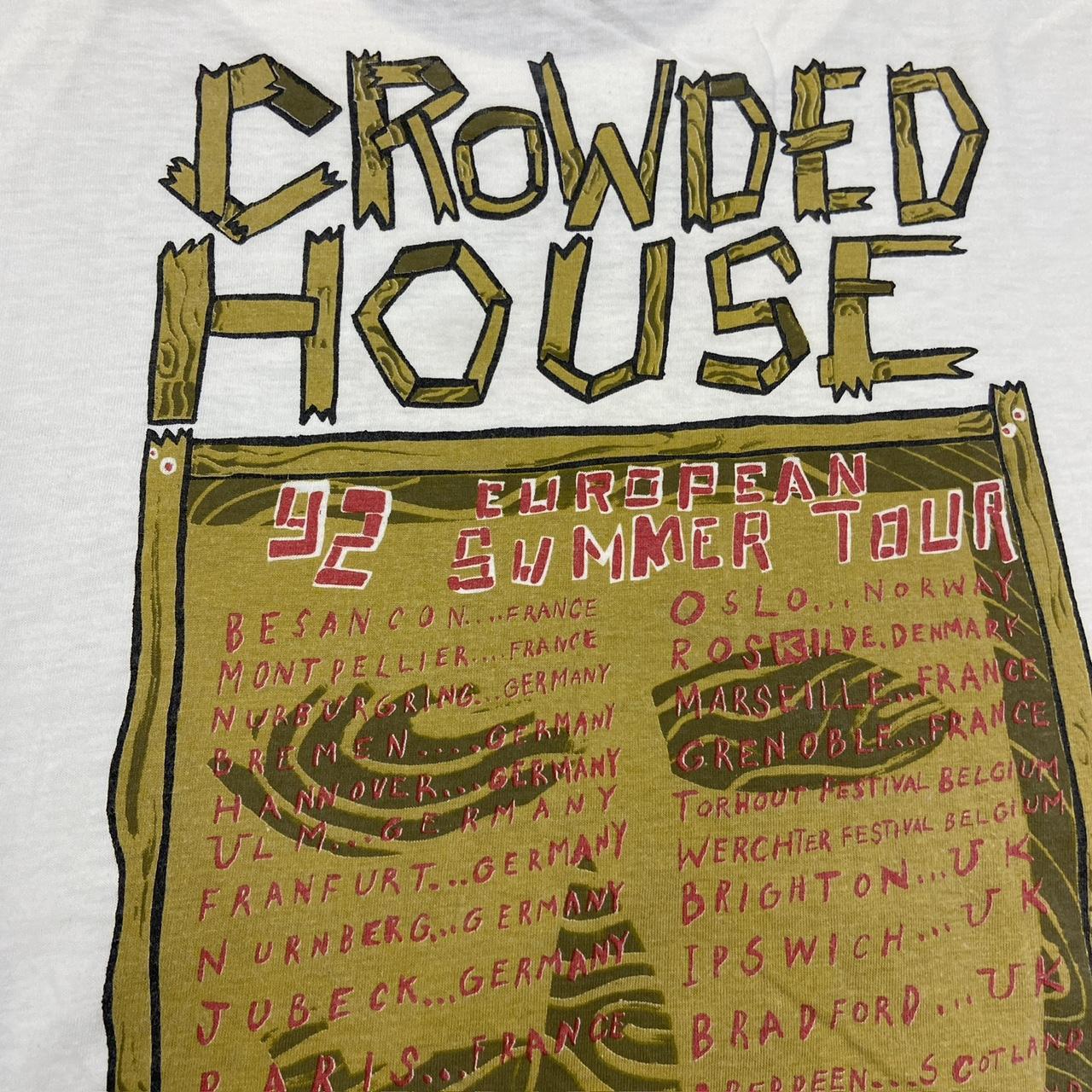 Vintage 90s USA Crowded House woodface Europe music tour promotional graphic band t-shirt