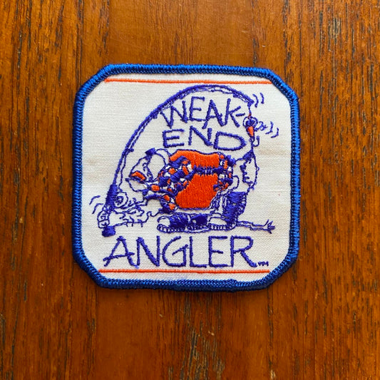 Vintage 80s USA patch weak-end angler fishing embroidered sew on badge