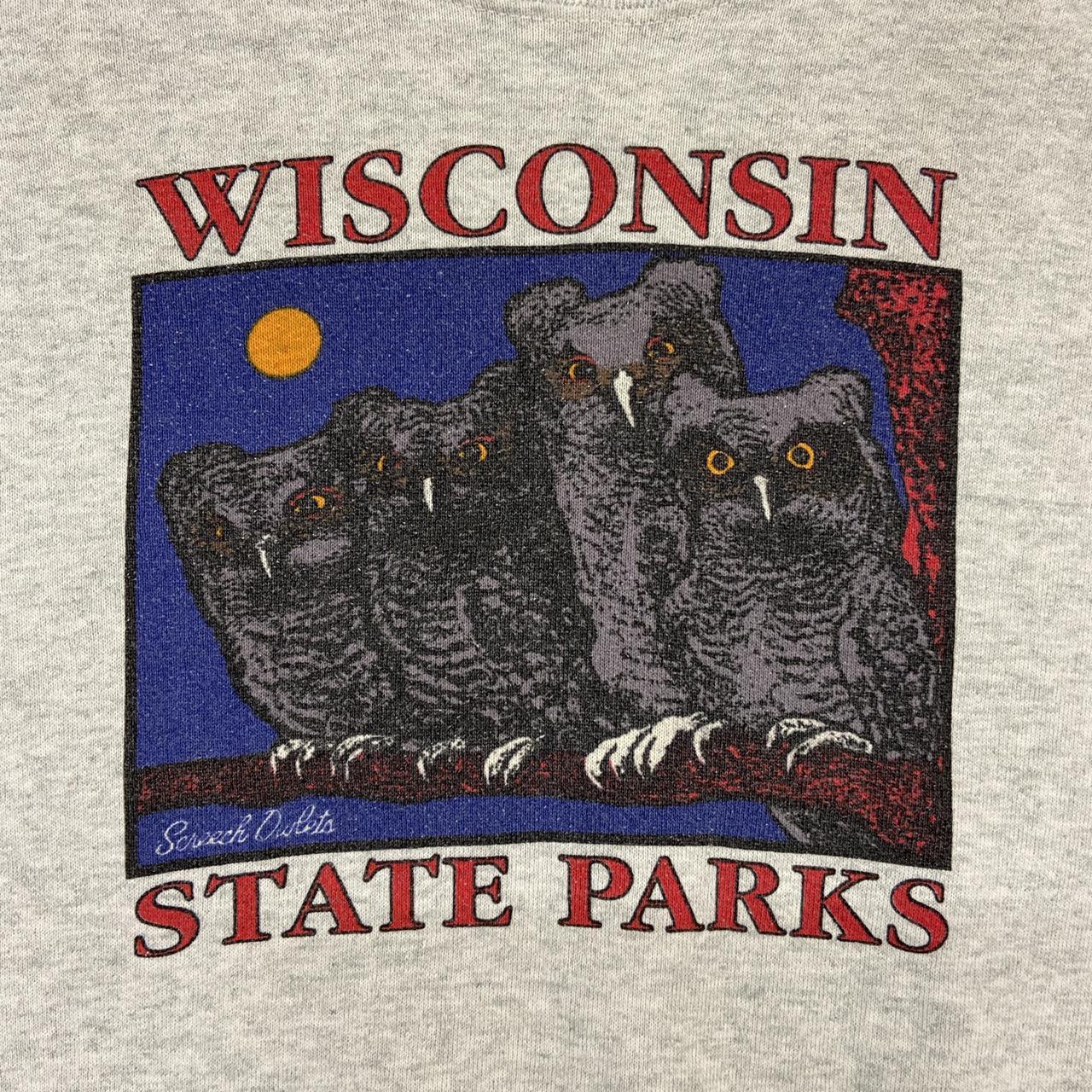 Wisconsin state parks vintage 90s grey sweatshirt