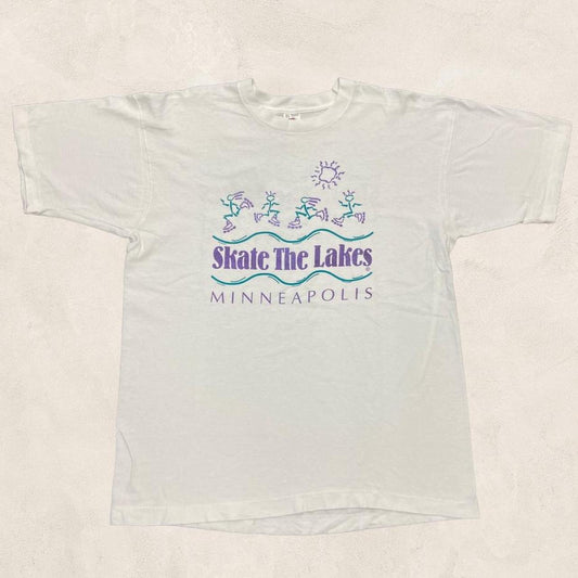 Vintage 90s USA skate the lakes Minneapolis skate shop graphic t-shirt