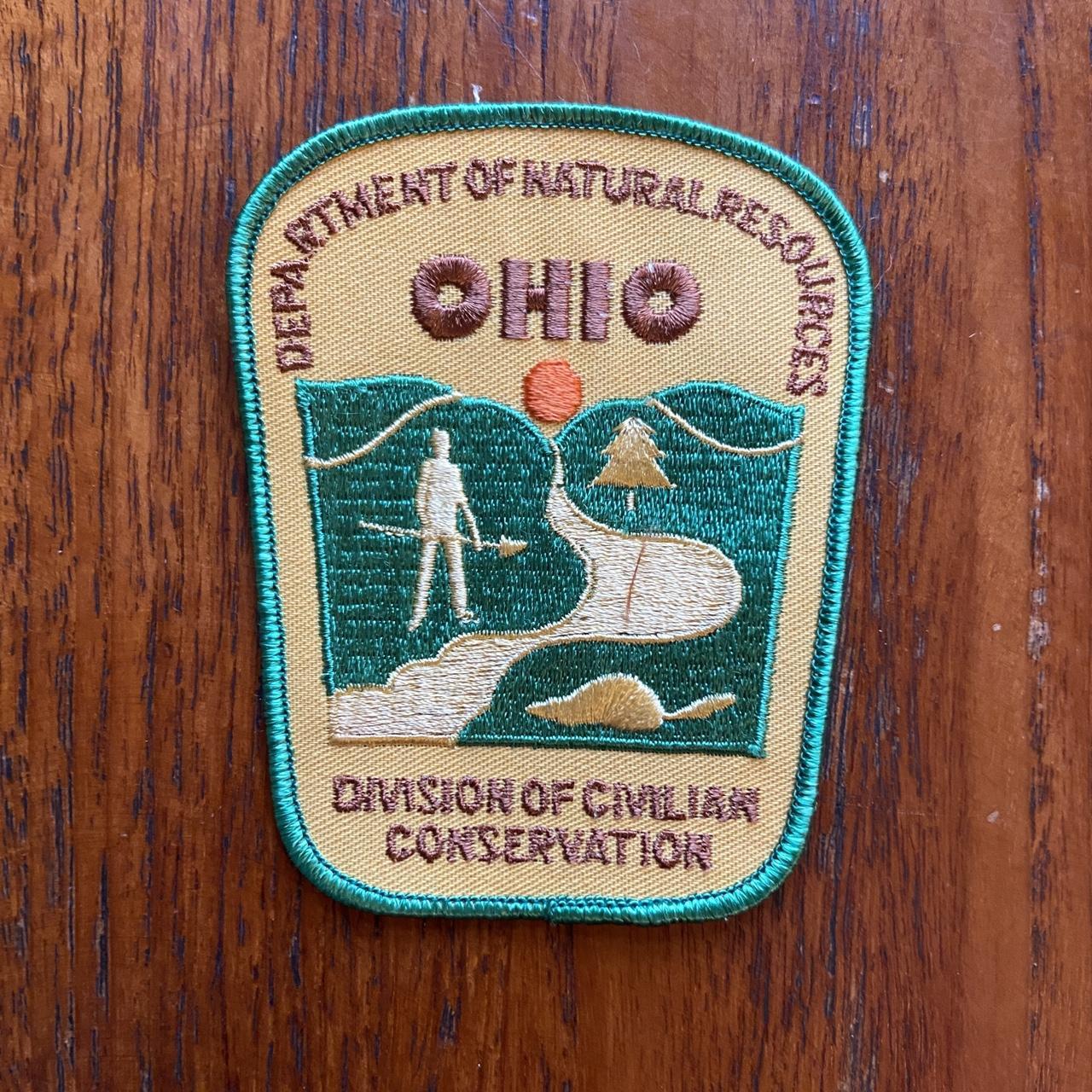 Vintage 80s USA patch Ohio department of natural resources nature wildlife embroidered sew on badge