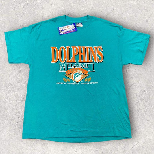 Vintage 90s USA Miami Dolphins NFL American football graphic t-shirt