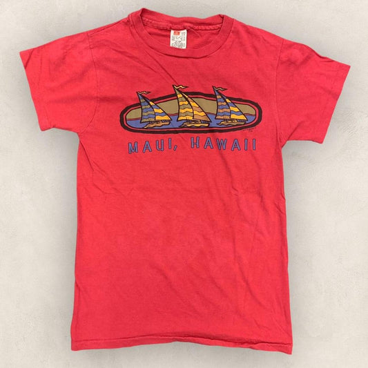 Vintage 80s USA Maui Hawaii sailing ocean tourist souvenir promotional graphic t-shirt