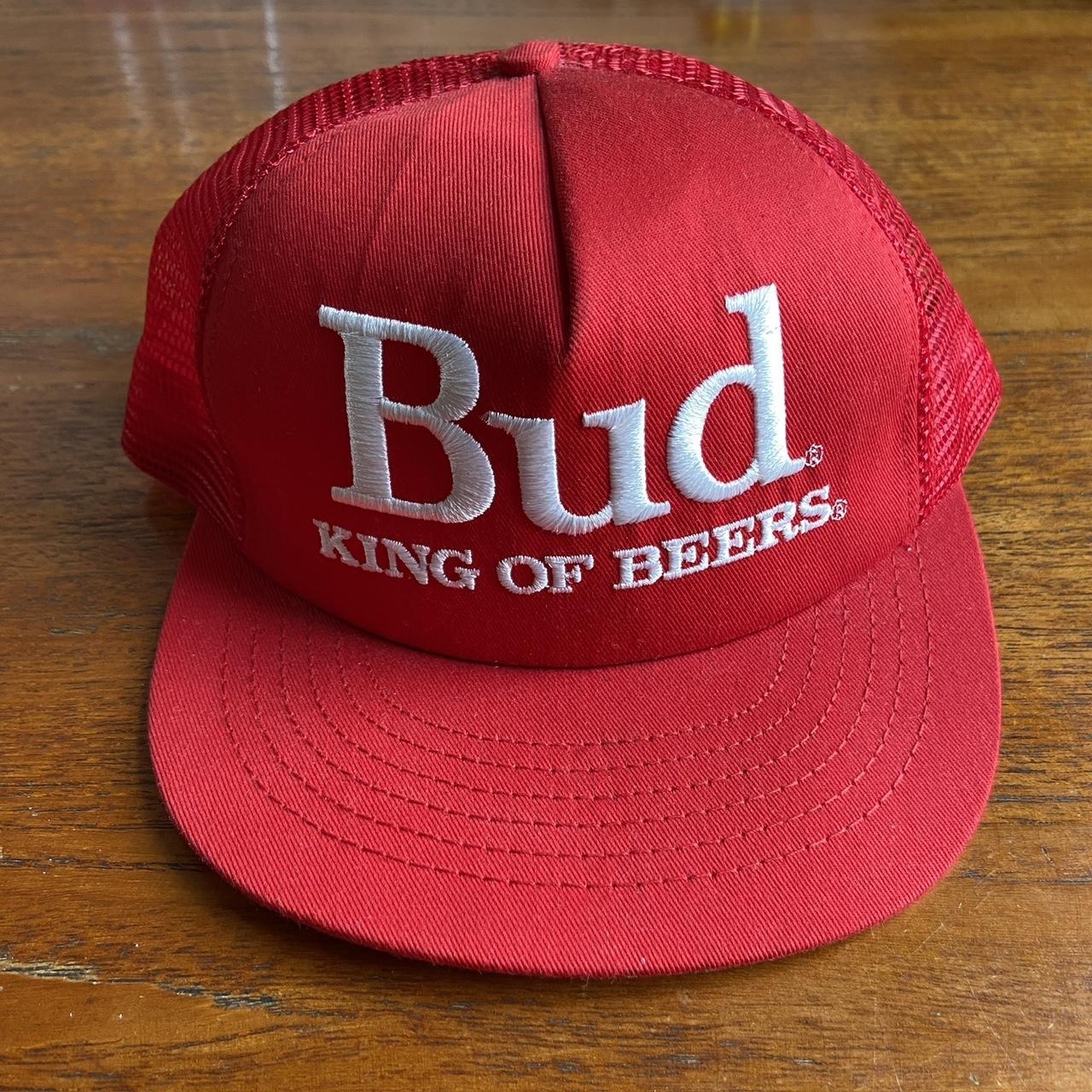 Vintage 90s USA Budweiser king of beers alcohol promotional graphic trucker cap