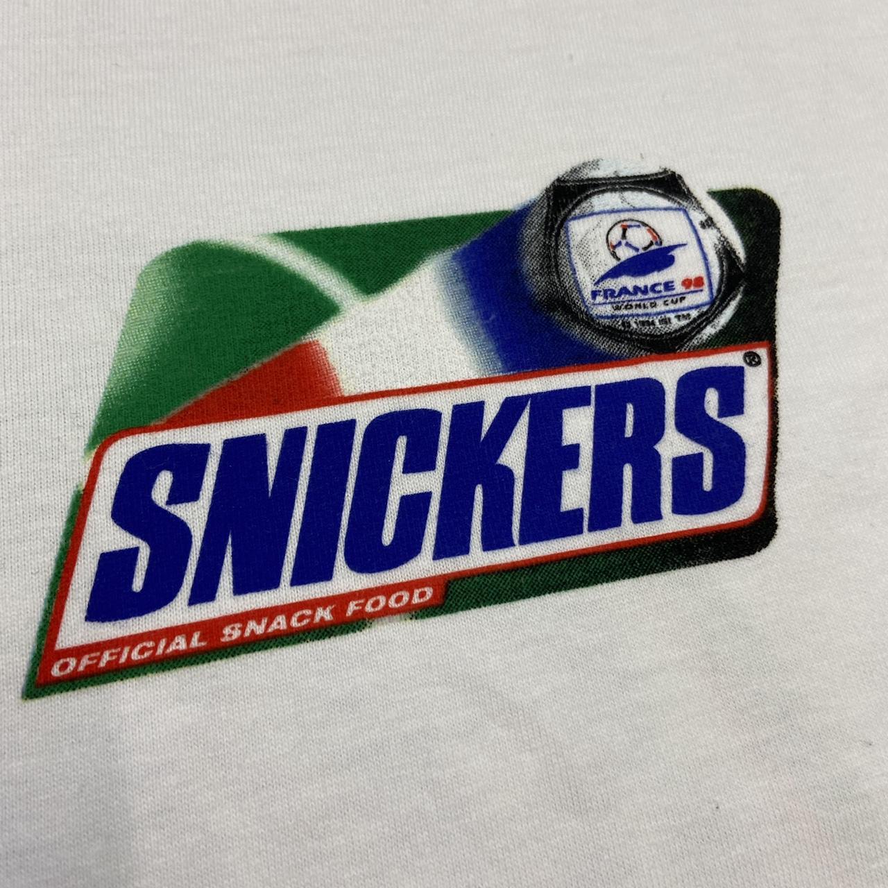 Vintage 90s France 98 football tournament snickers promotional graphic white t-shirt