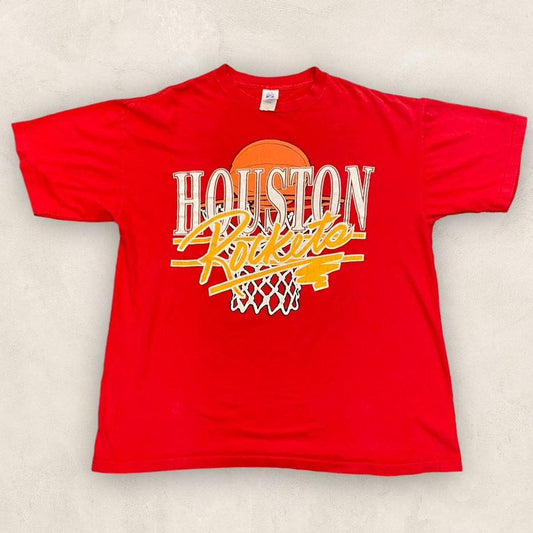 Vintage 90s USA Houston Rockets nba basketball graphic red t-shirt