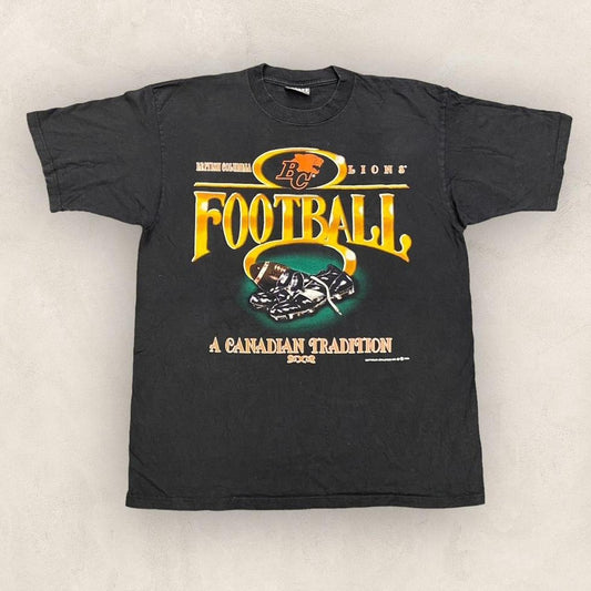 Vintage 90s British Columbia Lions CFL Canadian Football League Canada promotional graphic t-shirt