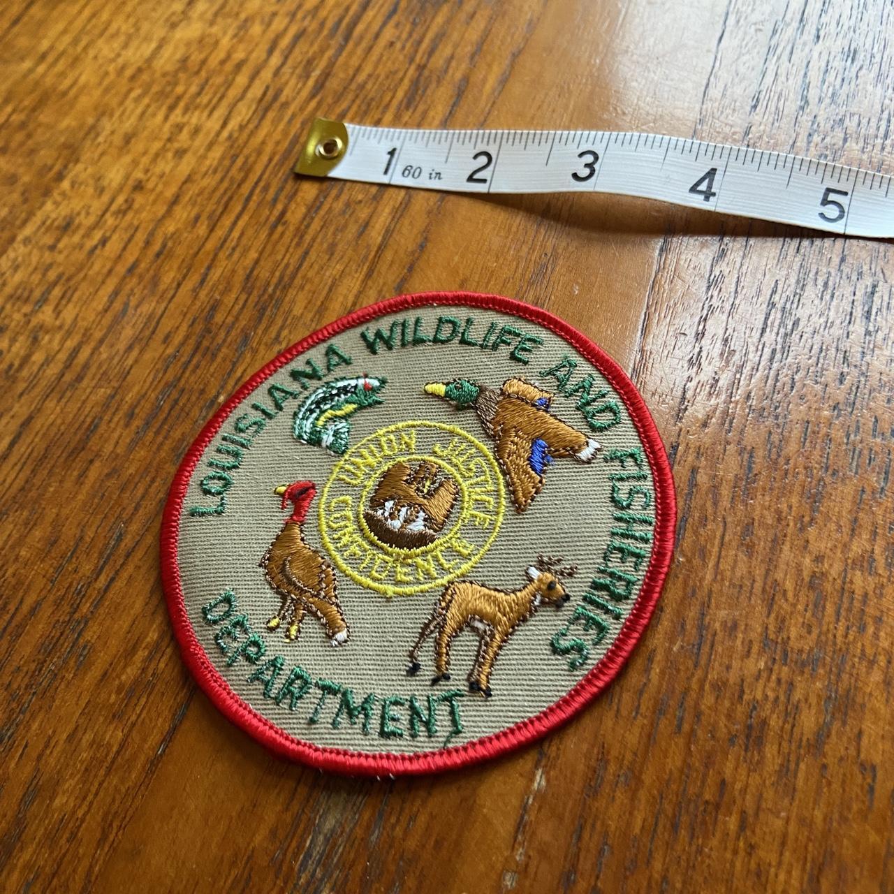 Vintage 80s USA patch Louisiana department of wildlife & fisheries nature embroidered sew on badge