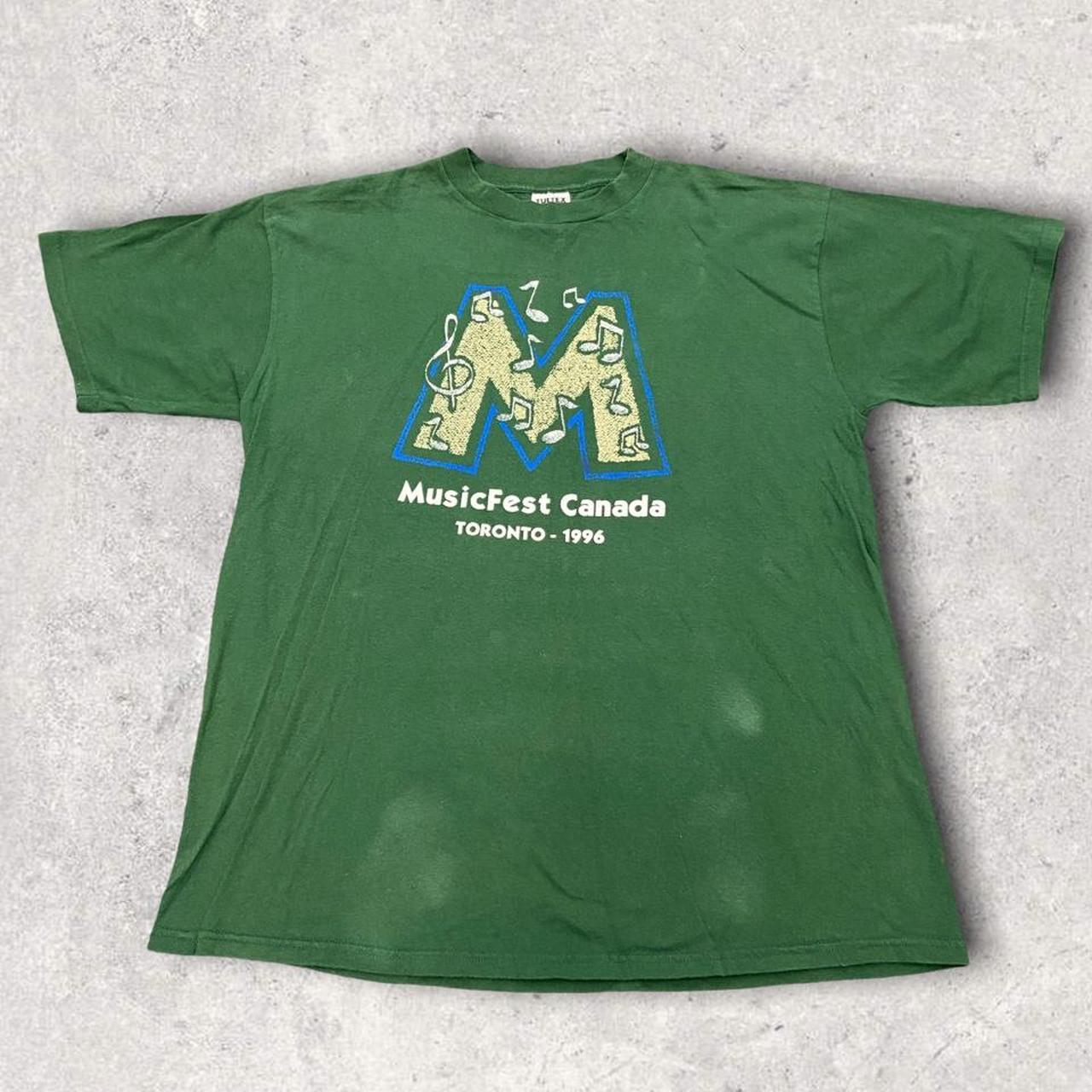 Vintage 90s USA Musicfest Toronto Canada graphic green t-shirt