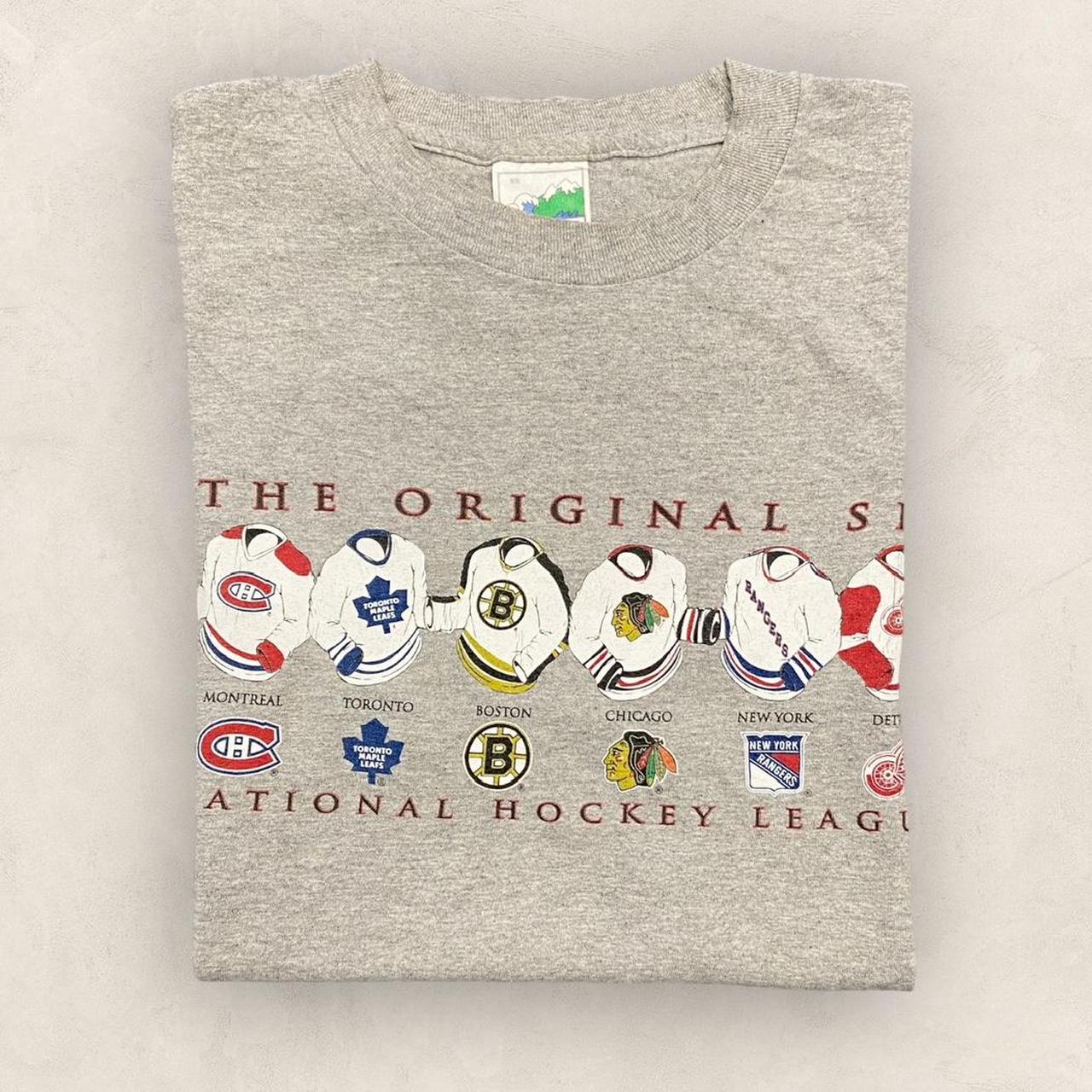 Vintage 90s USA NHL national Ice Hockey league the original six promotional graphic t-shirt