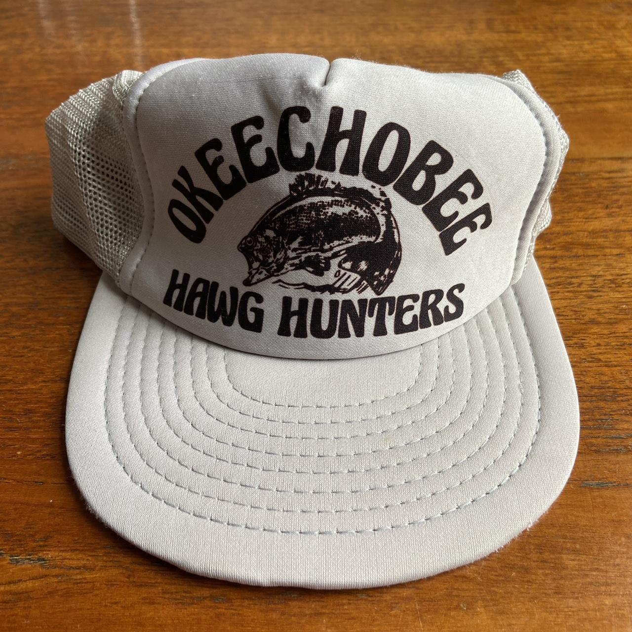 Vintage 90s USA Okeechobee hawg hunters bass fish graphic trucker cap