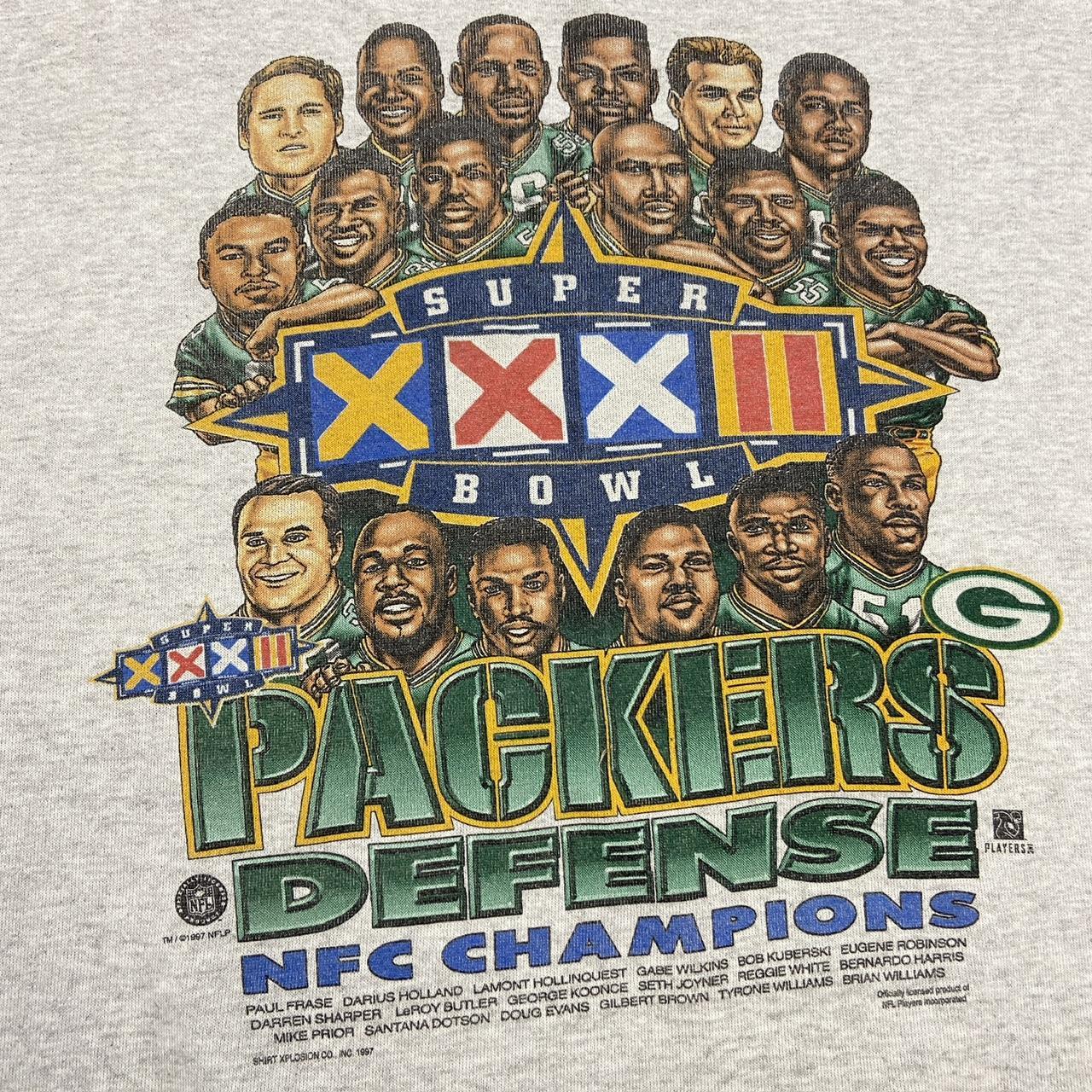 Vintage 90s USA Green Bay Packers Super Bowl 32 NFC Champions NFL promotional graphic sweatshirt