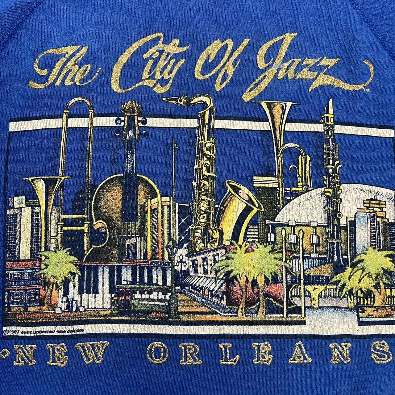 Vintage 80s USA New Orleans city of jazz music Louisiana promotional graphic sweatshirt