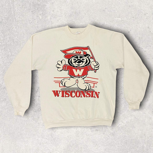 Vintage 90s USA Wisconsin Badgers Football Mascot American Football promotional sweatshirt