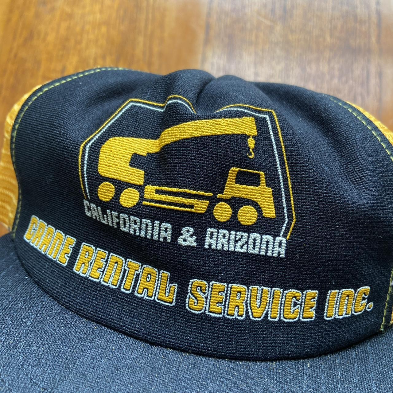 Vintage 90s USA crane rental service California Arizona promotional graphic trucker cap