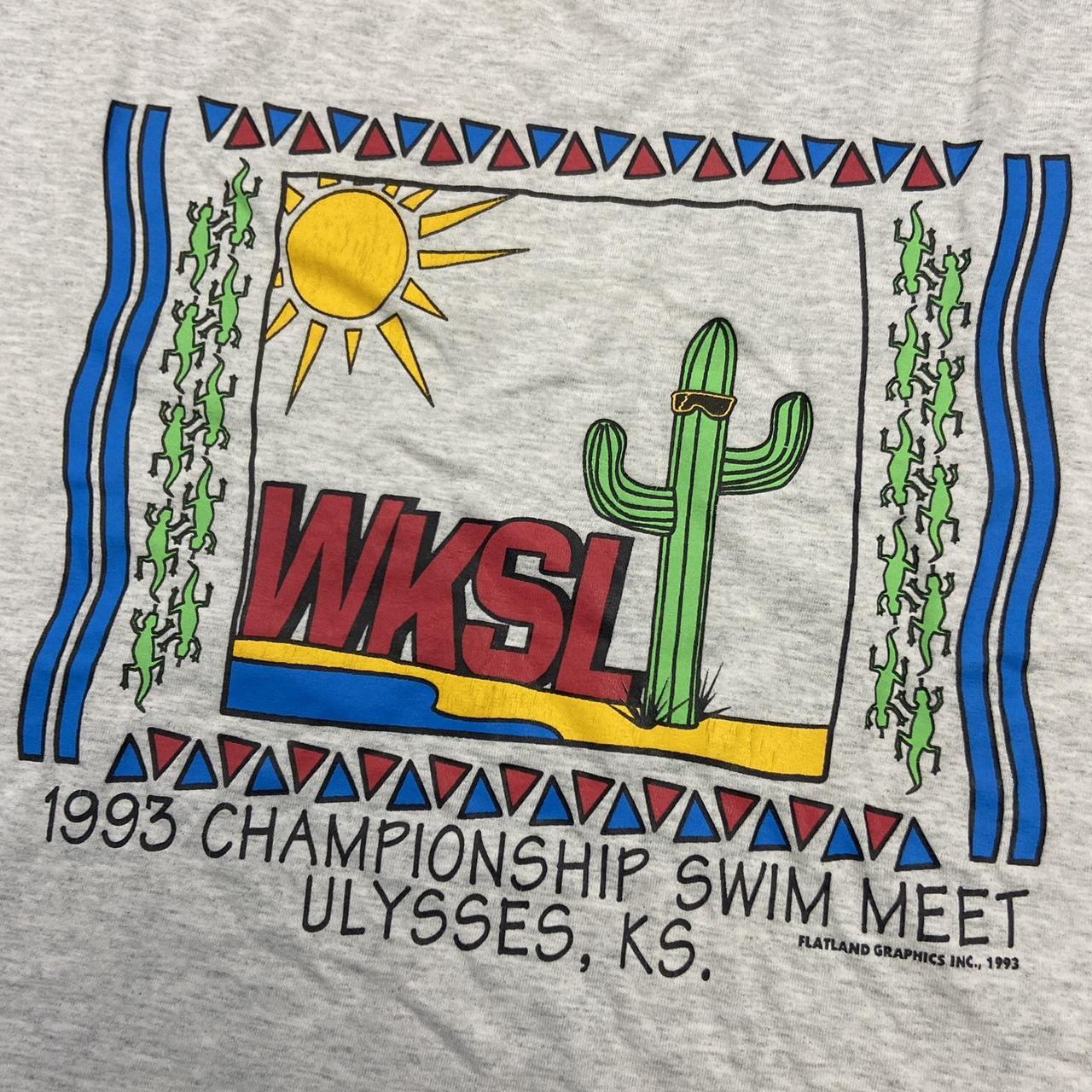 Vintage 90s USA WKSL championship swim meet Ulysses Kansas promotional graphic t-shirt