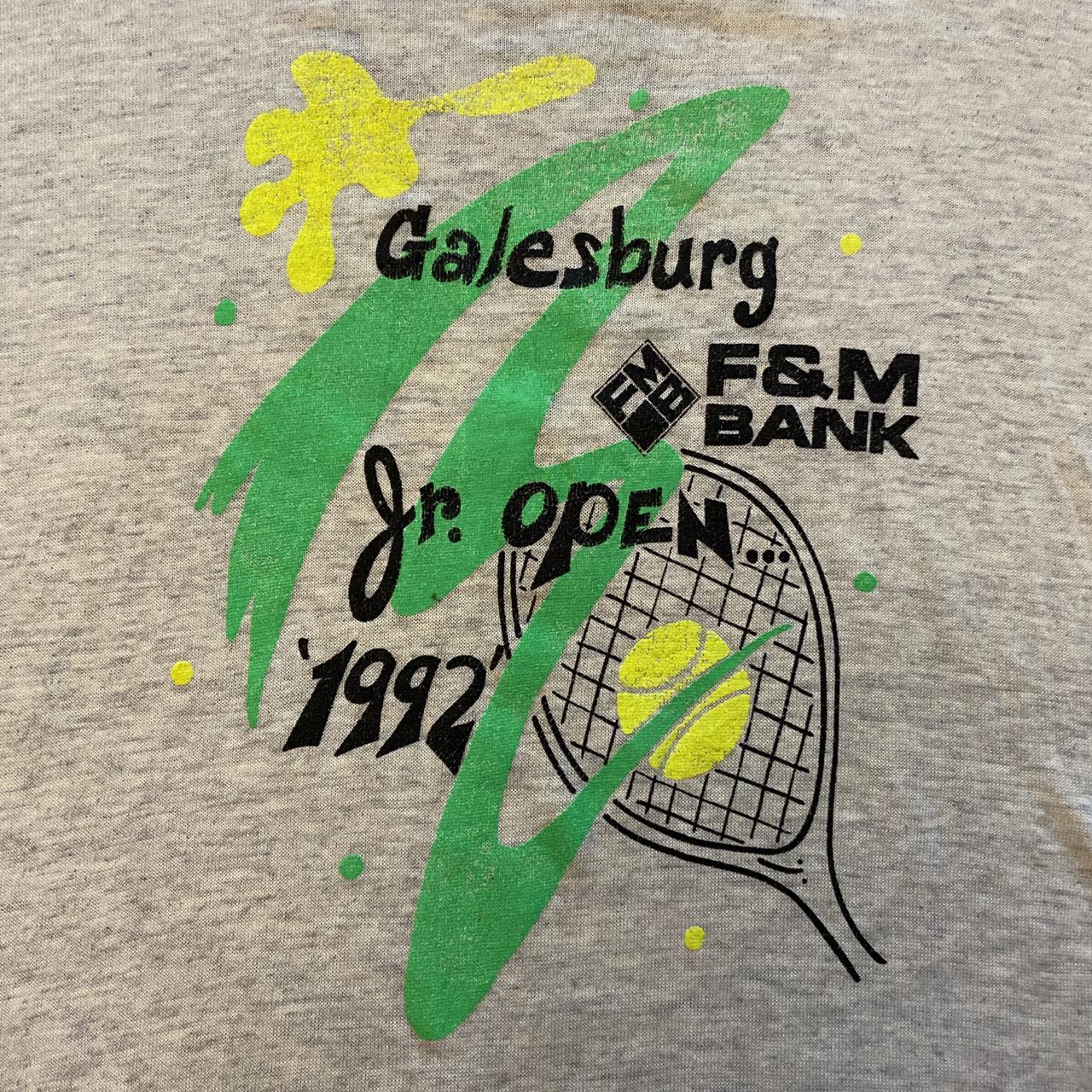 Vintage 90s USA Galesburg Tennis Junior Open 92 single stitch promotional graphic t-shirt