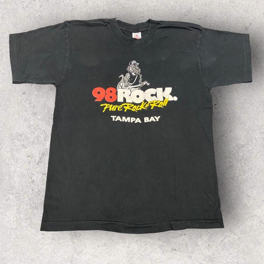 Vintage 90s USA 98 Rock FM Tampa Bay Florida promotional graphic t-shirt