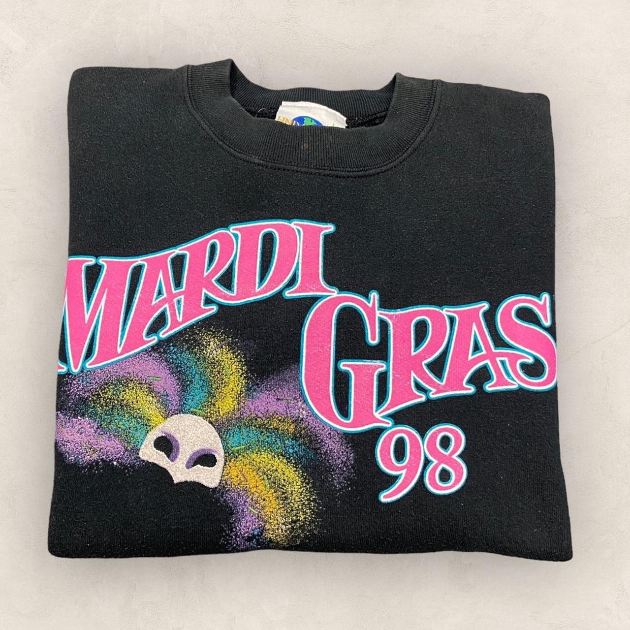 Vintage 90s USA Universal Studios theme park Mardi Gras festival promotional graphic sweatshirt