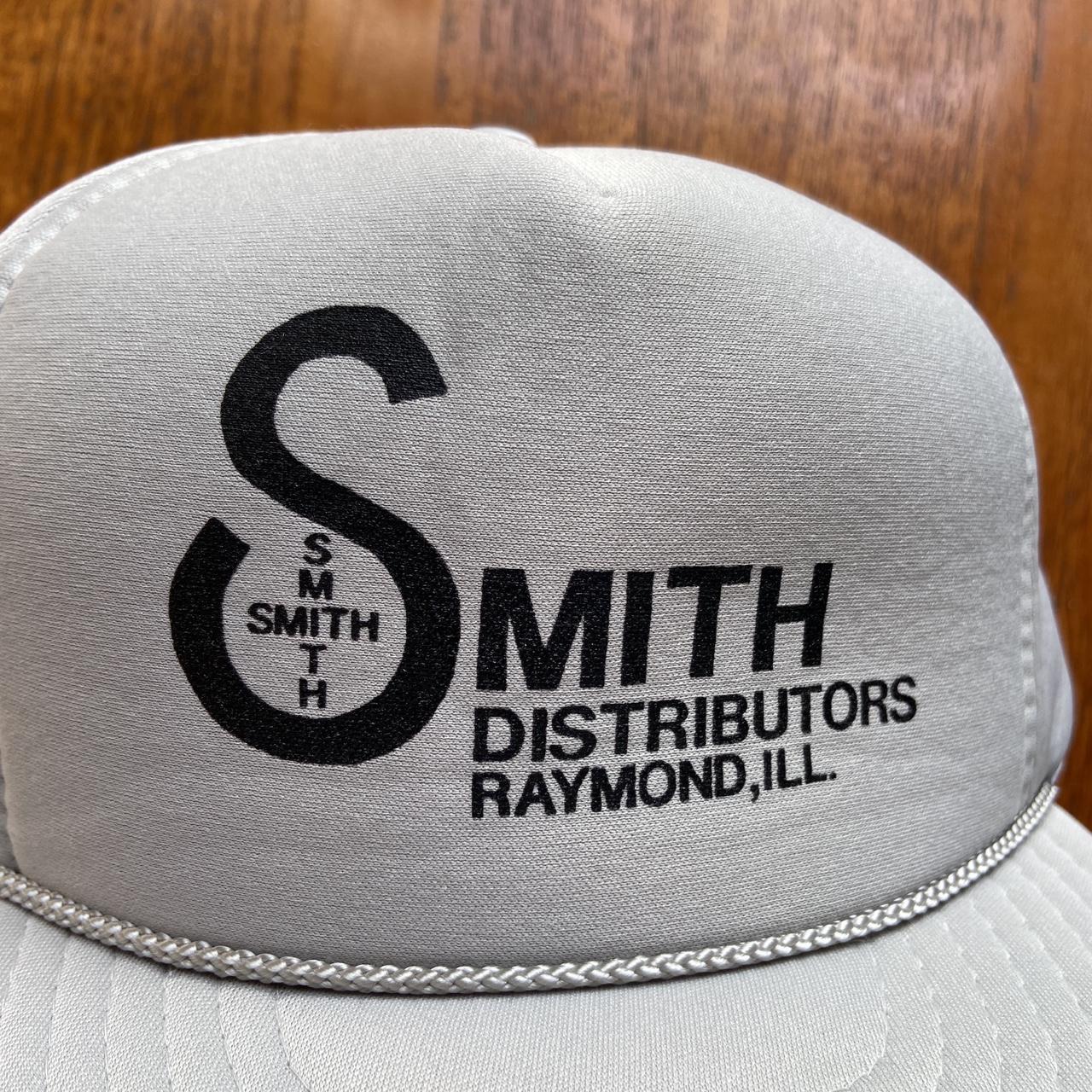 Vintage 90s USA Smith distributors Illinois promotional graphic trucker cap