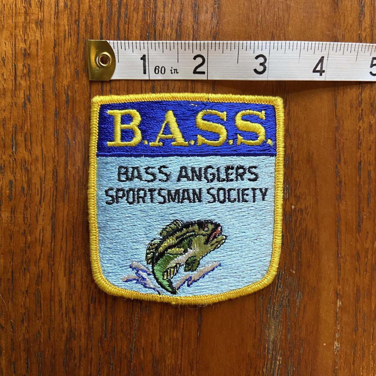 Vintage 80s USA patch bass anglers sportsman society fishing embroidered sew on badge