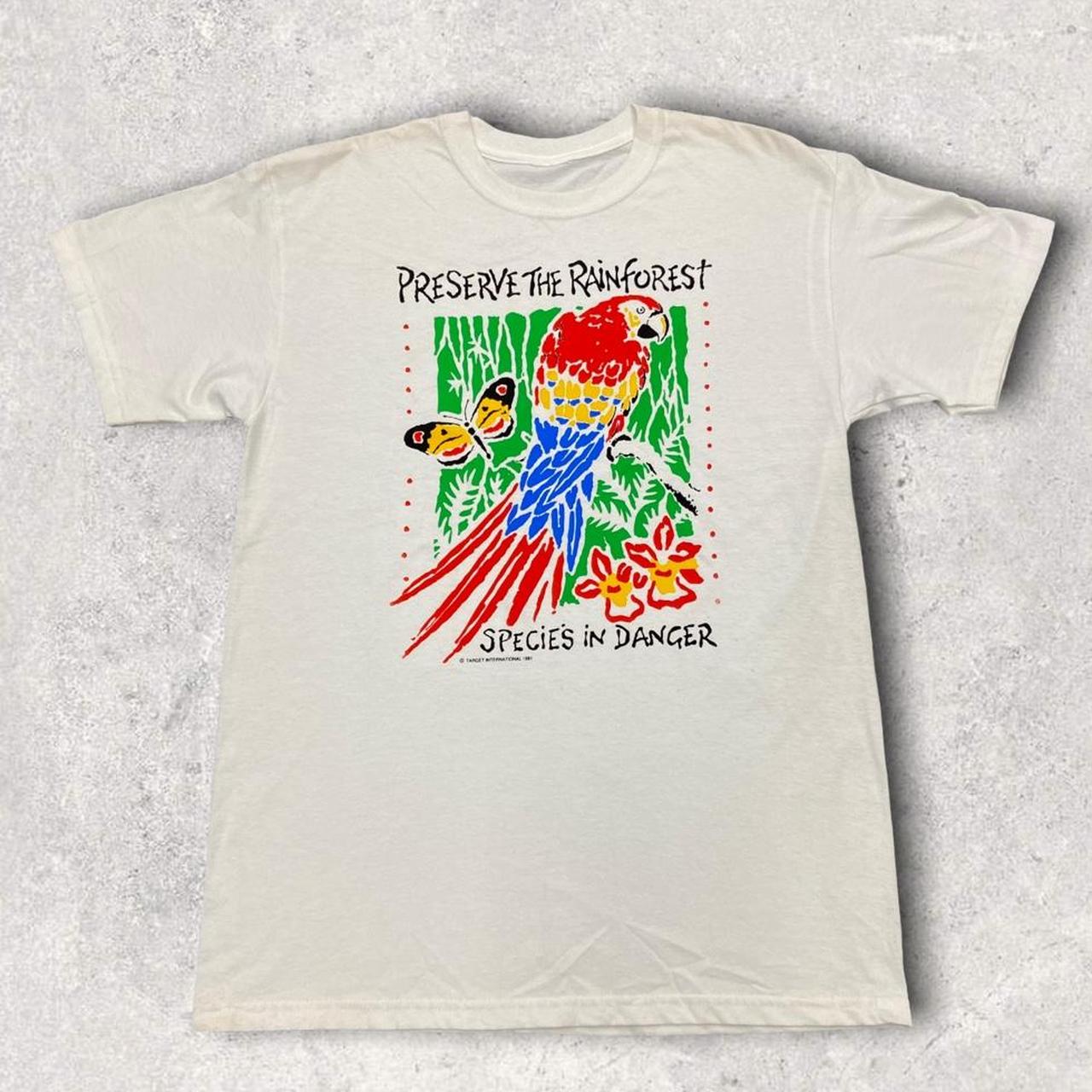 Vintage 90s USA Preserve the Rainforest species in danger wildlife nature graphic t-shirt