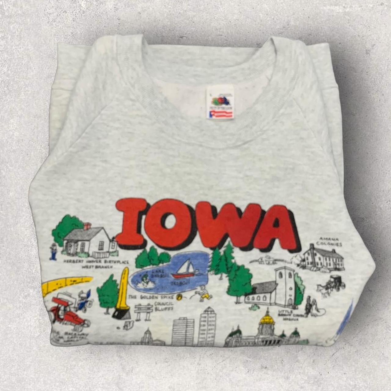 Vintage 90s USA Iowa map tourist souvenir promotional graphic sweatshirt