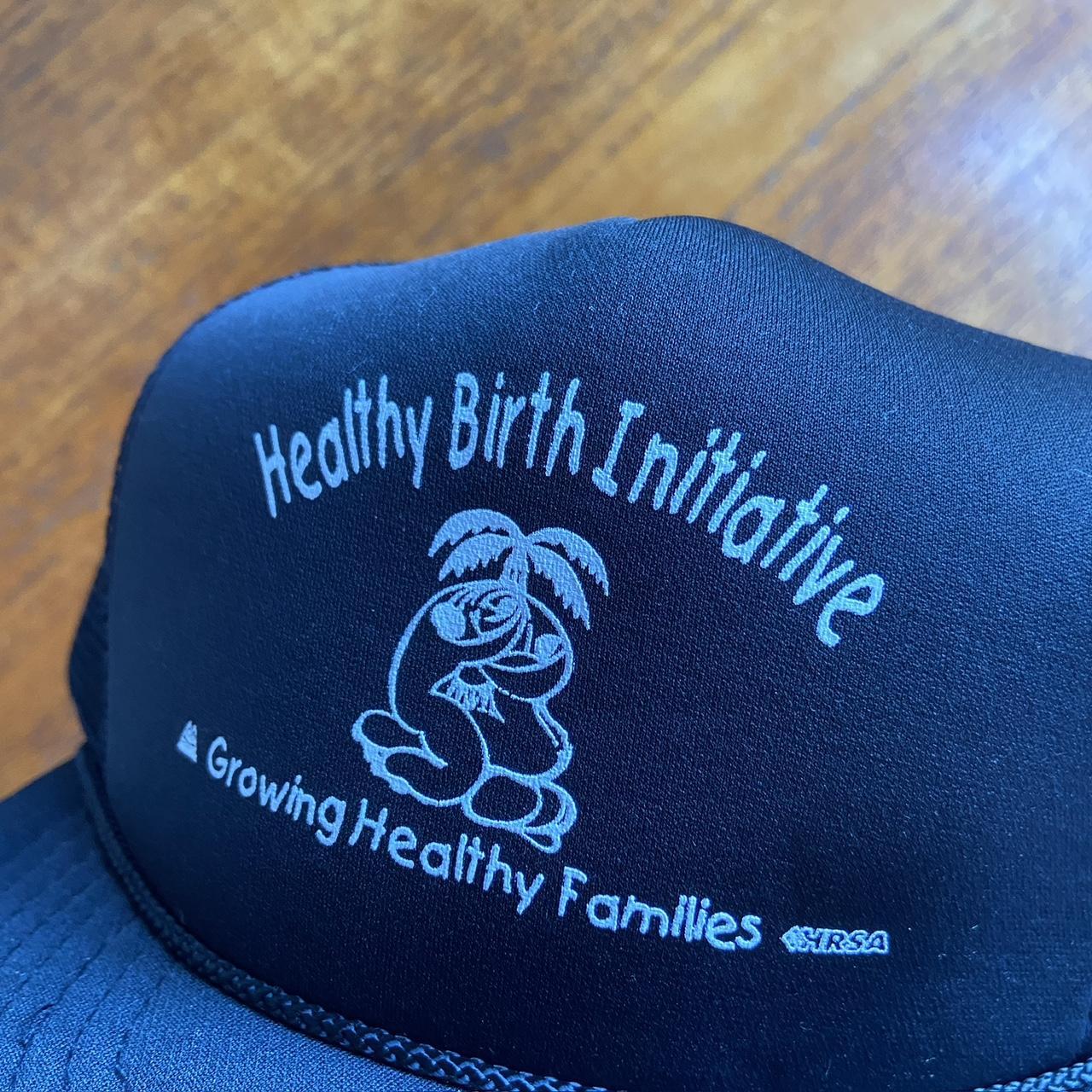 Vintage 90s USA healthy birth initiative promotional graphic trucker cap