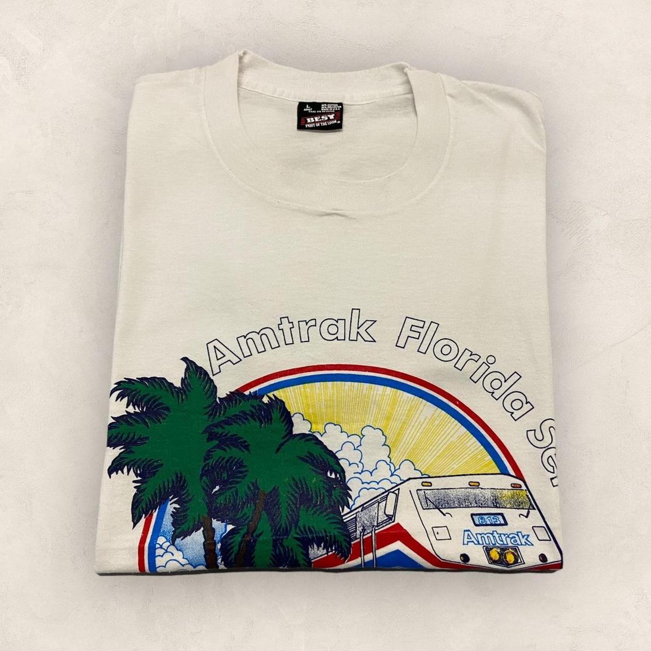 Vintage 90s USA Amtrak Florida Service freight train promotional graphic t-shirt