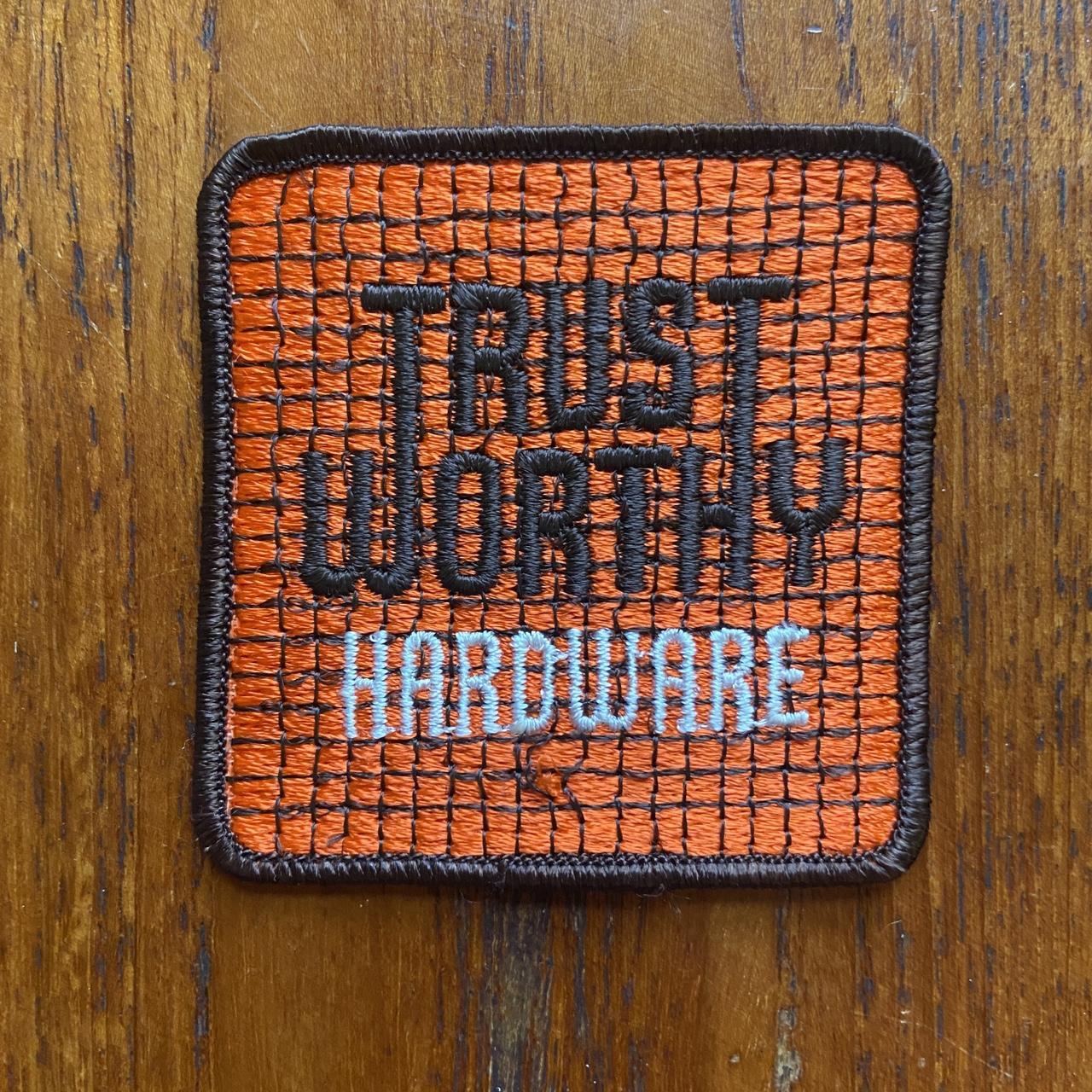 Vintage 80s USA patch trust worthy hardware tools construction embroidered sew on badge