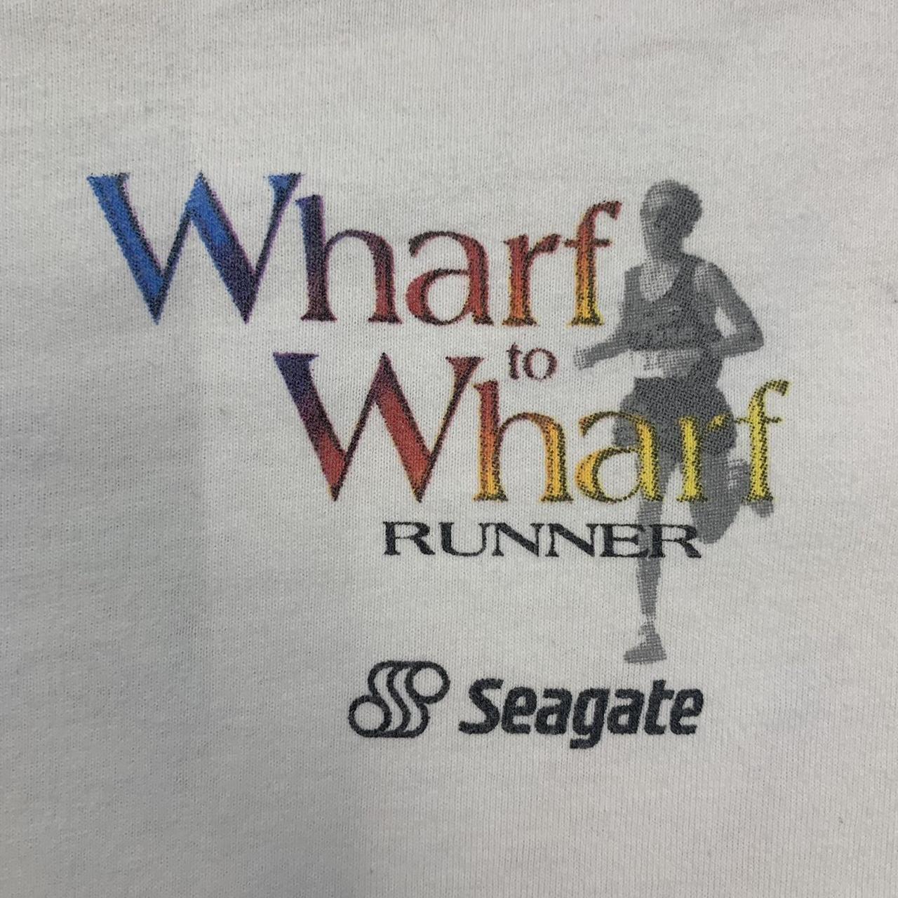 Vintage Y2K 2000s Wharf to Wharf marathon race California promotional graphic t-shirt